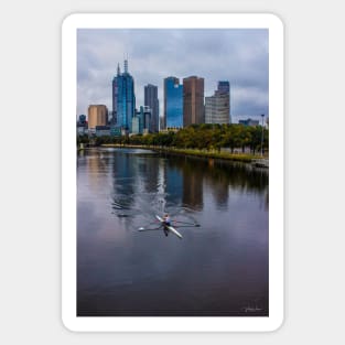 Melbourne Skyline from the Swan Street Bridge, Melbourne, Vic, Australia. Sticker